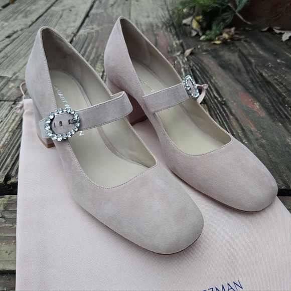 Stuart Weitzman Women's Pink/Dolce Taupe Suede Sloane 60 Mary Jane Size 11.5B